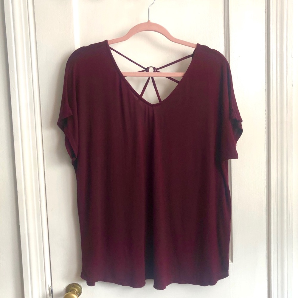 Papermoon Back Detail Knit Burgundy Top